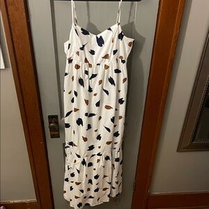 Sugarlips White Maxi Dress with Blue and Brown Pattern